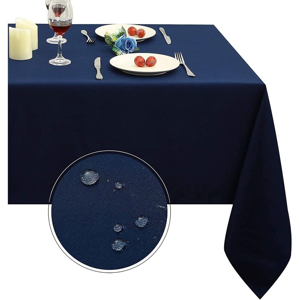 70 x 120" Rectangle Tablecloth, Heavy Duty Polyester Outdoor Indoor (Navy Blue)
